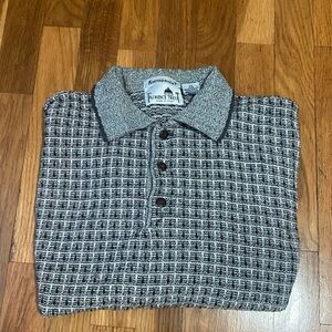 Florence Tricot Men's Black and Gray Button Down Sweater Shirt